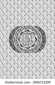 clinic history icon inside silver emblem. Scales pattern. Vector Illustration. Detailed. 