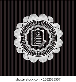 clinic history icon inside silvery shiny emblem