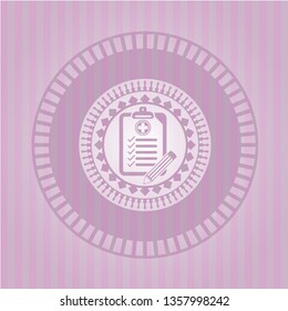 clinic history icon inside vintage pink emblem