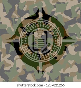 clinic history icon on camouflage texture