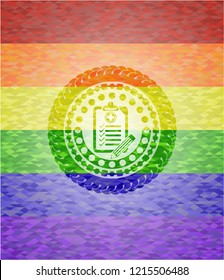 clinic history icon on mosaic background with the colors of the LGBT flag