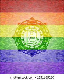 clinic history icon on mosaic background with the colors of the LGBT flag