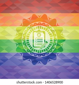 clinic history icon on mosaic background with the colors of the LGBT flag