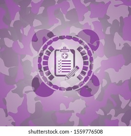 clinic history icon on pink camo texture
