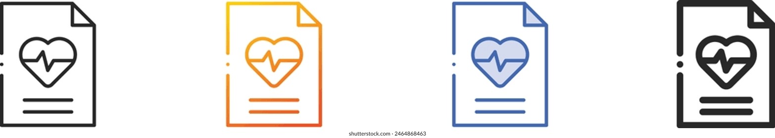 Icono de historia clínica.Diseño lineal delgado, degradado, trazo azul y estilo audaz aislado sobre fondo blanco
