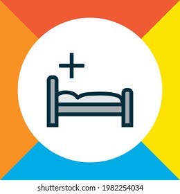 Clinic icon colored line symbol. Premium quality isolated hospital bed element in trendy style.