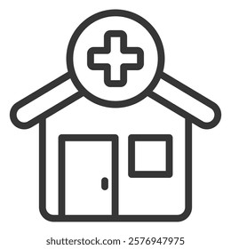 Clinic Icon Lineal Style Vector Illustration