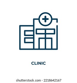 Clinic icon. Linear vector illustration. Outline clinic icon vector. Thin line symbol for use on web and mobile apps, logo, print media.