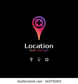 clinic icon. location icon for map