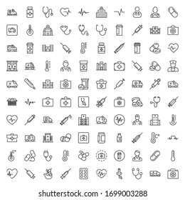 Clinic icon set. Collection of high-quality black outline logo for web site design and mobile apps. Vector illustration on a white background.