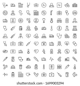 Clinic icon set. Collection of high-quality black outline logo for web site design and mobile apps. Vector illustration on a white background.