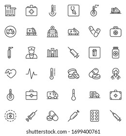 Clinic icon set. Collection of high-quality black outline logo for web site design and mobile apps. Vector illustration on a white background.