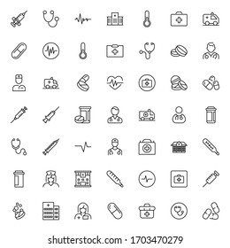 Clinic Icon Set. Collection Of High-quality Black Outline Logo For Web Site Design And Mobile Apps. Vector Illustration On A White Background.