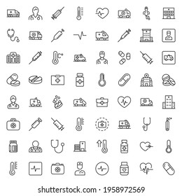 Clinic icon set. Collection of high-quality black outline logo for web site design and mobile apps. Vector illustration on a white background.