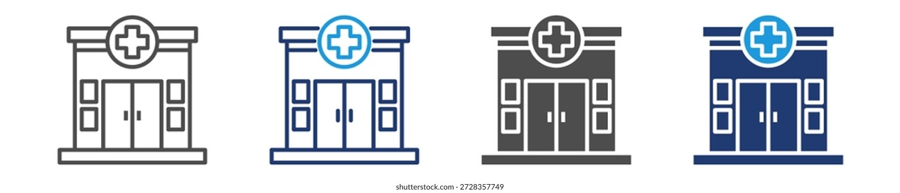 Conjunto de iconos de clínica de varios estilos