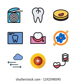 clinic icon set. vector set about pressure, blood transfusion, x ray and health clinic icons set.