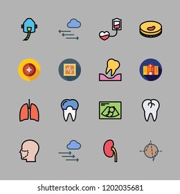 clinic icon set. vector set about hospital, ultrasonography, kidney and plastic surgery icons set.