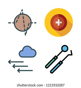 clinic icon set. vector set about health clinic, cardiogram, dentist tools and pressure icons set.