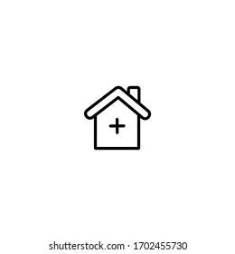 clinic icon. simple, flat, black, outline. medical and health icon.