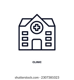 clinic icon. Thin line clinic icon from dental health collection. Editable clinic symbol can be used web and mobile