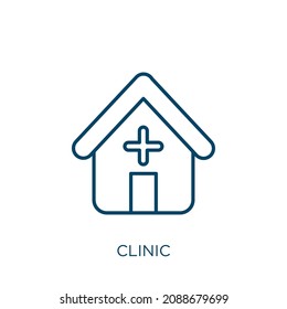clinic icon. Thin linear clinic outline icon isolated on white background. Line vector clinic sign, symbol for web and mobile