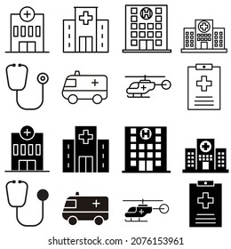 Clinic icon vector set. Hospital illustration sign. help symbol. infirmary logo. Ambulance mark.