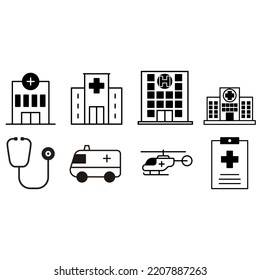 Clinic icon vector set. Hospital illustration sign. help symbol. infirmary logo. Ambulance mark.