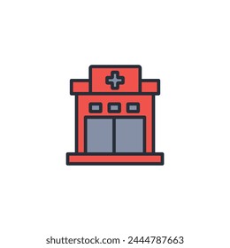 Kliniksymbol. Vektorgrafik.Editierbarer Strich.Lineares Stilzeichen zur Verwendung Webdesign,Logo.Symboldarstellung.