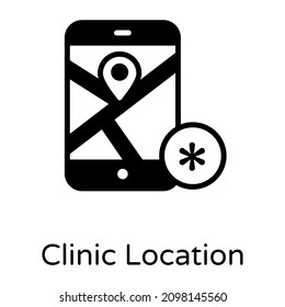 Ubicación clínica en icono de estilo sólido 

