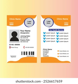 Clinic or Medical Care ID Card Template.