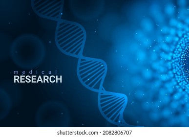 Clinic medical research dna background. Abstract clinic biology blue technology banner