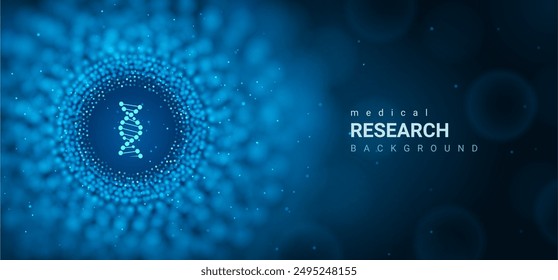 Clinic medical research dna background. Abstract clinic biology blue technology banner