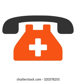 Clinic Phone vector icon. Style is bicolor flat symbol, orange and gray colors, rounded angles, white background.