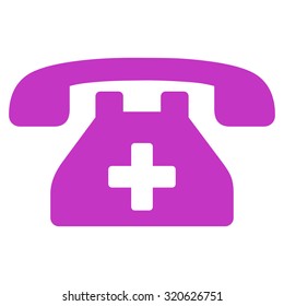 Clinic Phone vector icon. Style is flat symbol, violet color, rounded angles, white background.