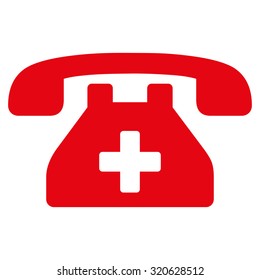 Clinic Phone vector icon. Style is flat symbol, red color, rounded angles, white background.