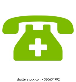 Clinic Phone vector icon. Style is flat symbol, eco green color, rounded angles, white background.