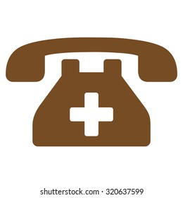 Clinic Phone vector icon. Style is flat symbol, brown color, rounded angles, white background.
