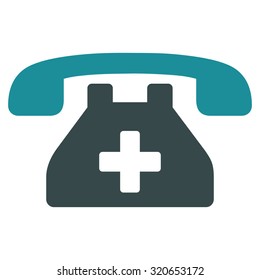 Clinic Phone vector icon. Style is bicolor flat symbol, soft blue colors, rounded angles, white background.