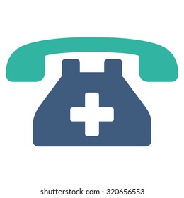 Clinic Phone vector icon. Style is bicolor flat symbol, cobalt and cyan colors, rounded angles, white background.