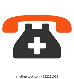 Clinic Phone vector icon. Style is bicolor flat symbol, orange and gray colors, rounded angles, white background.