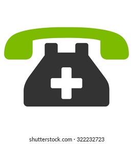 Clinic Phone vector icon. Style is bi-color flat symbol, eco green and gray colors, rounded angles, white background.