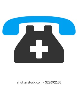Clinic Phone vector icon. Style is bicolor flat symbol, blue and gray colors, rounded angles, white background.
