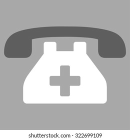 Clinic Phone vector icon. Style is bicolor flat symbol, dark gray and white colors, rounded angles, silver background.