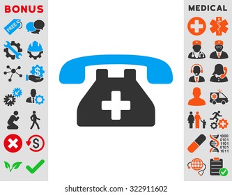 Clinic Phone vector icon. Style is bicolor flat symbol, blue and gray colors, rounded angles, white background.