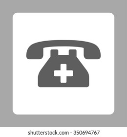 Clinic Phone vector icon. Style is flat rounded square button, dark gray and white colors, silver background.
