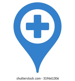 Clinic Pointer vector icon. Style is flat symbol, cobalt color, rounded angles, white background.
