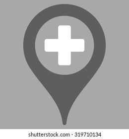 Clinic Pointer vector icon. Style is bicolor flat symbol, dark gray and white colors, rounded angles, silver background.