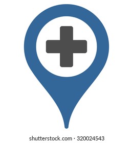 Clinic Pointer vector icon. Style is bicolor flat symbol, cobalt and gray colors, rounded angles, white background.