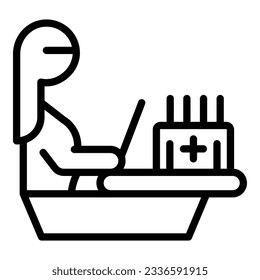 Klinische Rezeption Symbol Umriss-Vektorgrafik. Krankenpfleger. Medizin