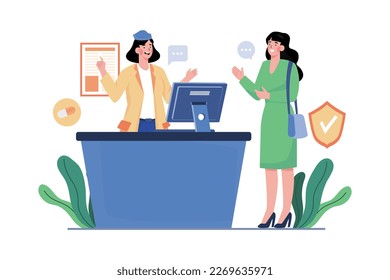 Clinic Reception Illustration concept on white background